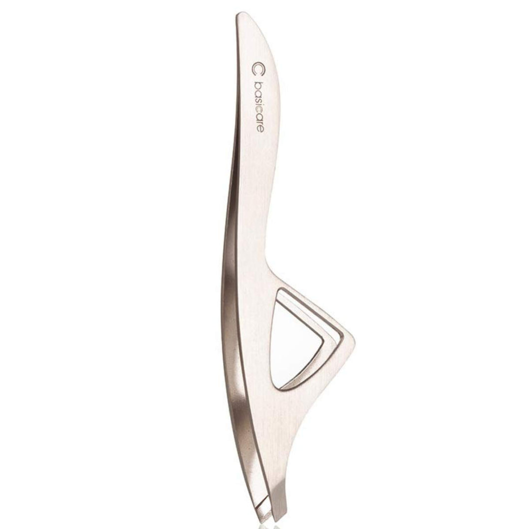 BASICARE Slant Tweezer-Non Slip design ideal for Men-Stainless Steel-Eyebrows Hair removal Precision - 3.9 inch