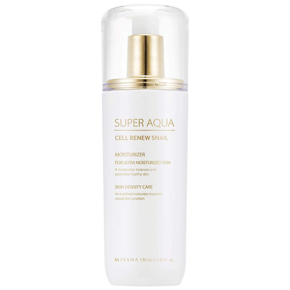 MISSHA Super Aqua Snail Essential Moisturizer 130ml-Snail slime extract prevent and recover skin damage and strengthen skin barrier to minimize skin irritation
