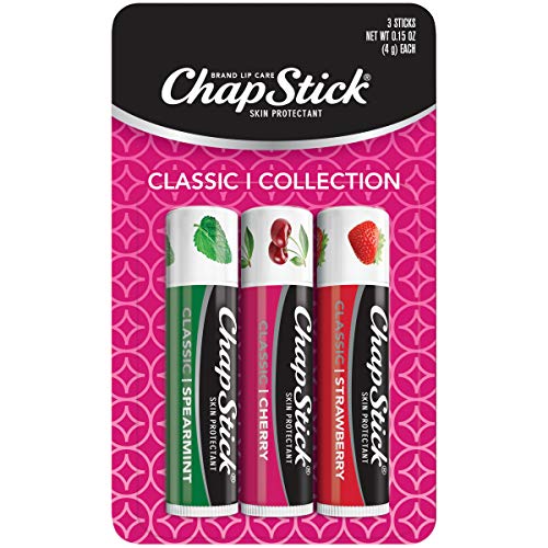 ChapStick Classic Spearmint, Cherry and Strawberry Lip Balm Tubes Variety Pack - 3 Count (Pack of 1)