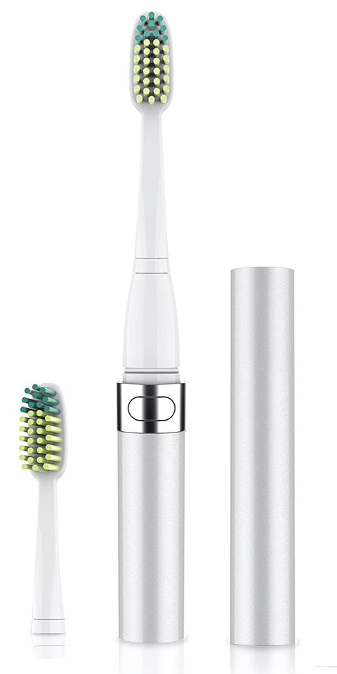 Voom Sonic Go 1 Series Rechargeable Battery-Operated Electric Toothbrush | Dentist Recommended | Portable Oral Care | 2 Minute Timer | Light Weight Design | Soft Dupont Nylon Bristles, Silver