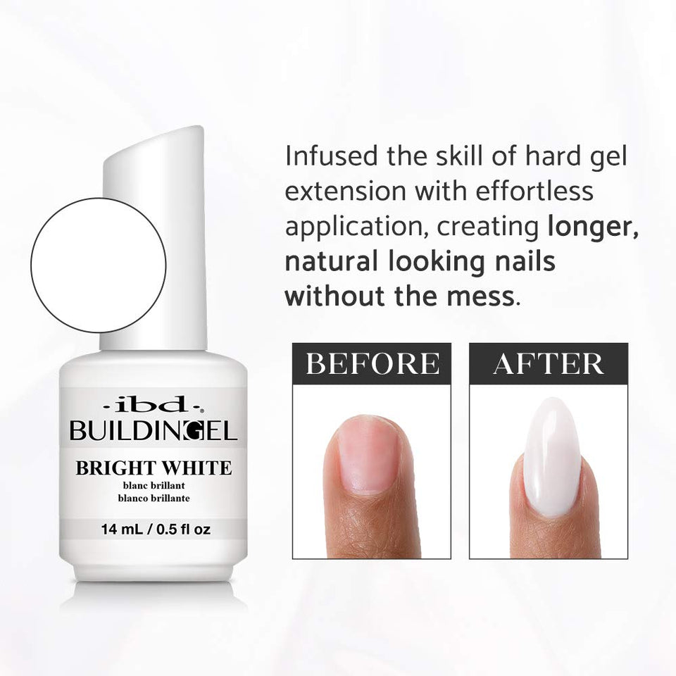 IBD Building Gel, Hard Gel Nail Extension, Bright White, 0.5 oz