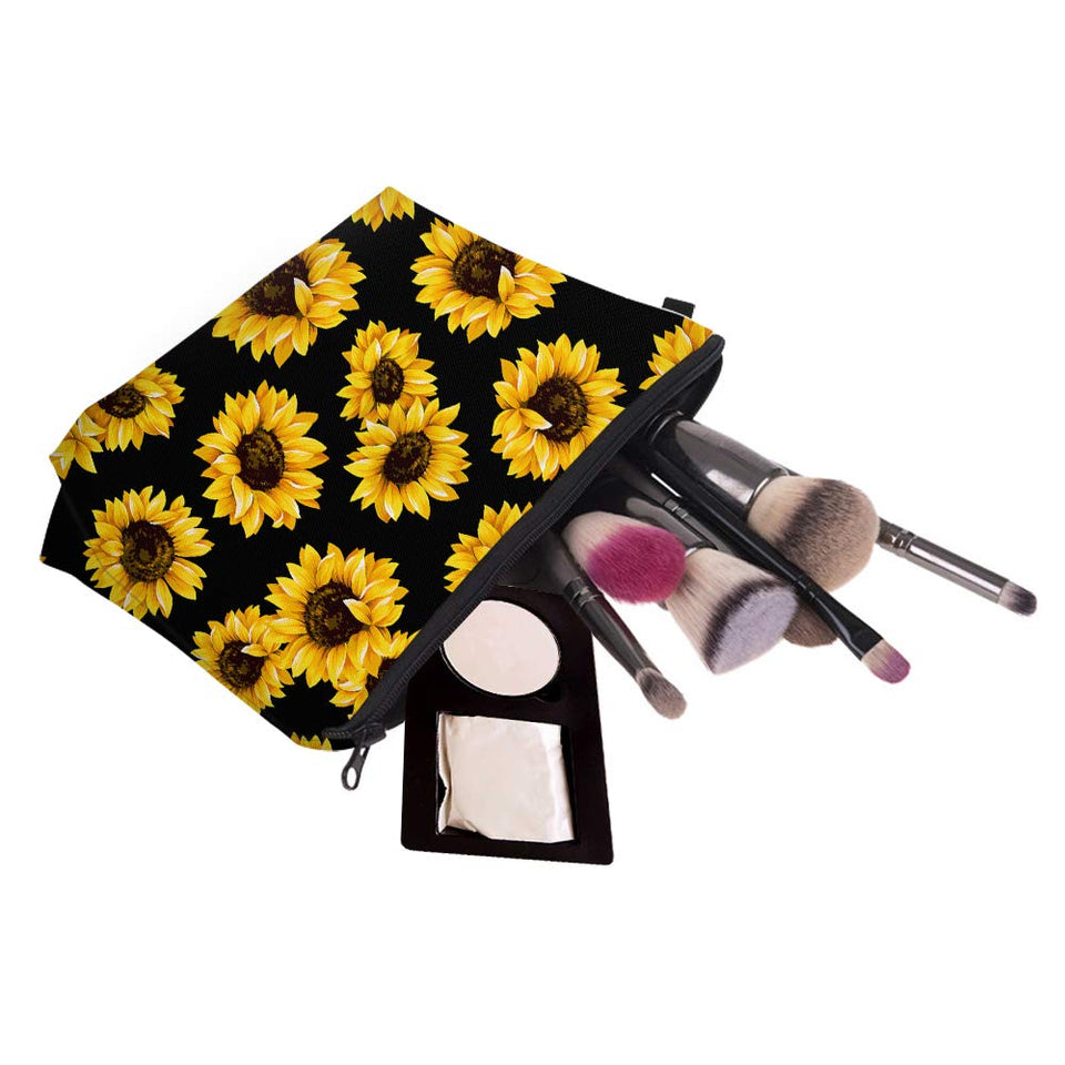Cosmetic Bag MRSP Makeup bags for women,Small makeup pouch Travel bags for toiletries waterproof sunflower (51728)