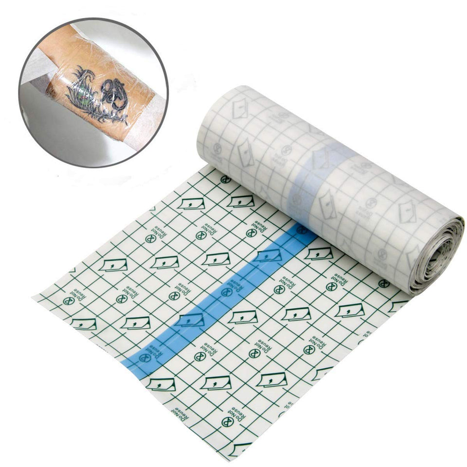 Tattoo Aftercare Waterproof Bandage Transparent Film Dressing Second Skin Healing Protective Clear Adhesive Antibacterial Bandages Tattoo Supplies 6"x 2 Yard KeyEntre Tattoo Bandage Roll (15CM-200CM)