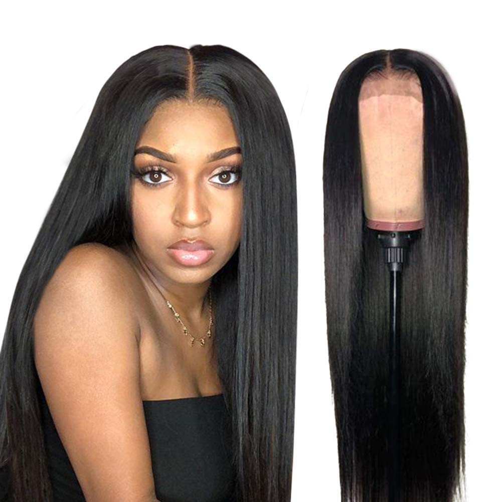 ISEE Hair Lace Front Wigs Straight Hair 13x4 Lace Front Wigs Human Hair with Baby Hair Pre Plucked Bleached Knots 150% Density Remy Brazilian Straight Lace Wigs for Black Women (22inch)