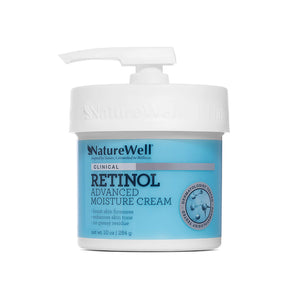 NATUREWELL Clinical Retinol Advanced Moisture Cream for Face, Body, & Hands, Boosts Skin Firmness, Enhances Skin Tone, No Greasy Residue, Includes Pump, Pack of 2 (10 oz each)
