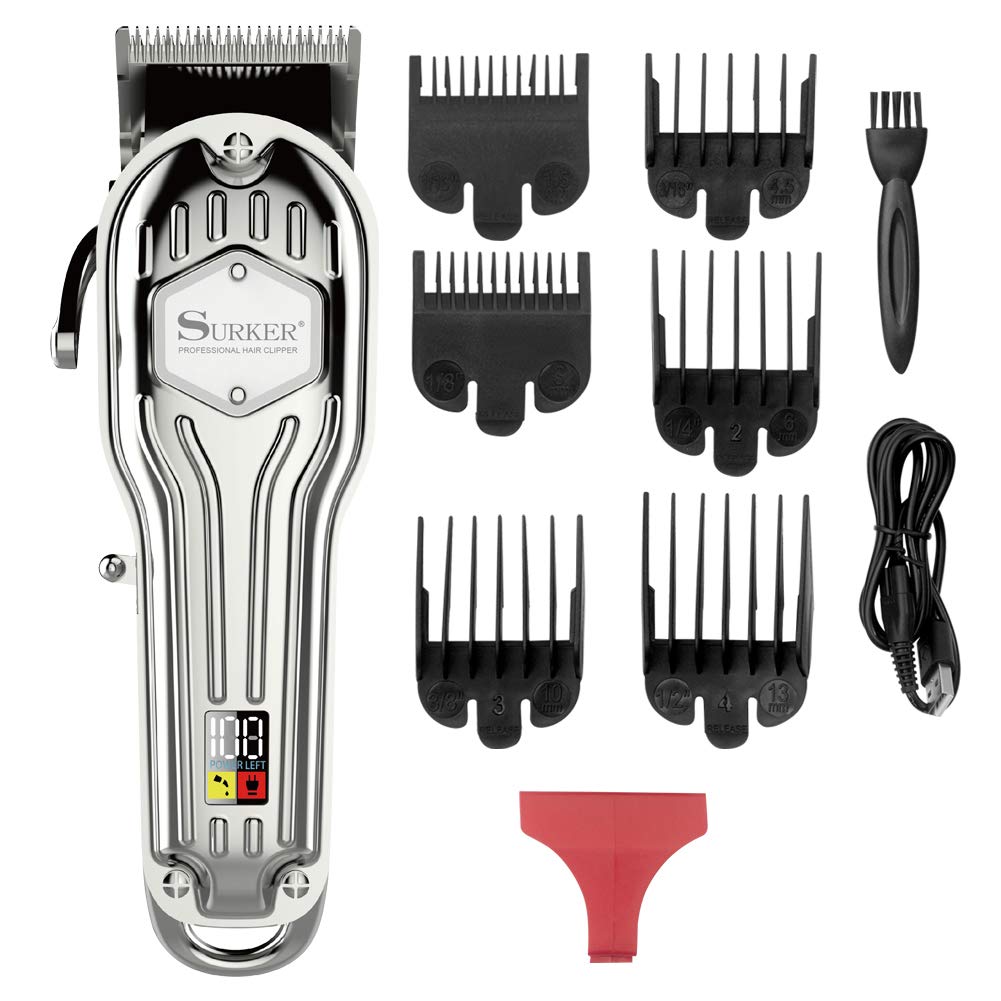 SURKER Mens Hair Clippers Cord Cordless Hair Trimmer Professional Haircut Kit For Men Rechargeable LED Display