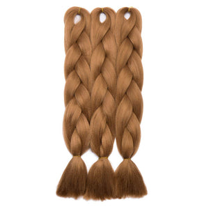 24 Inch Ombre Jumbo Braiding Hair Extensions Jumbo Braid Hair Ombre Long Jumbo Braids For Box Twist Braid Crochet Hair High Temperature Fiber 3 Tone Colored ( 5 Bundles, Light Auburn )