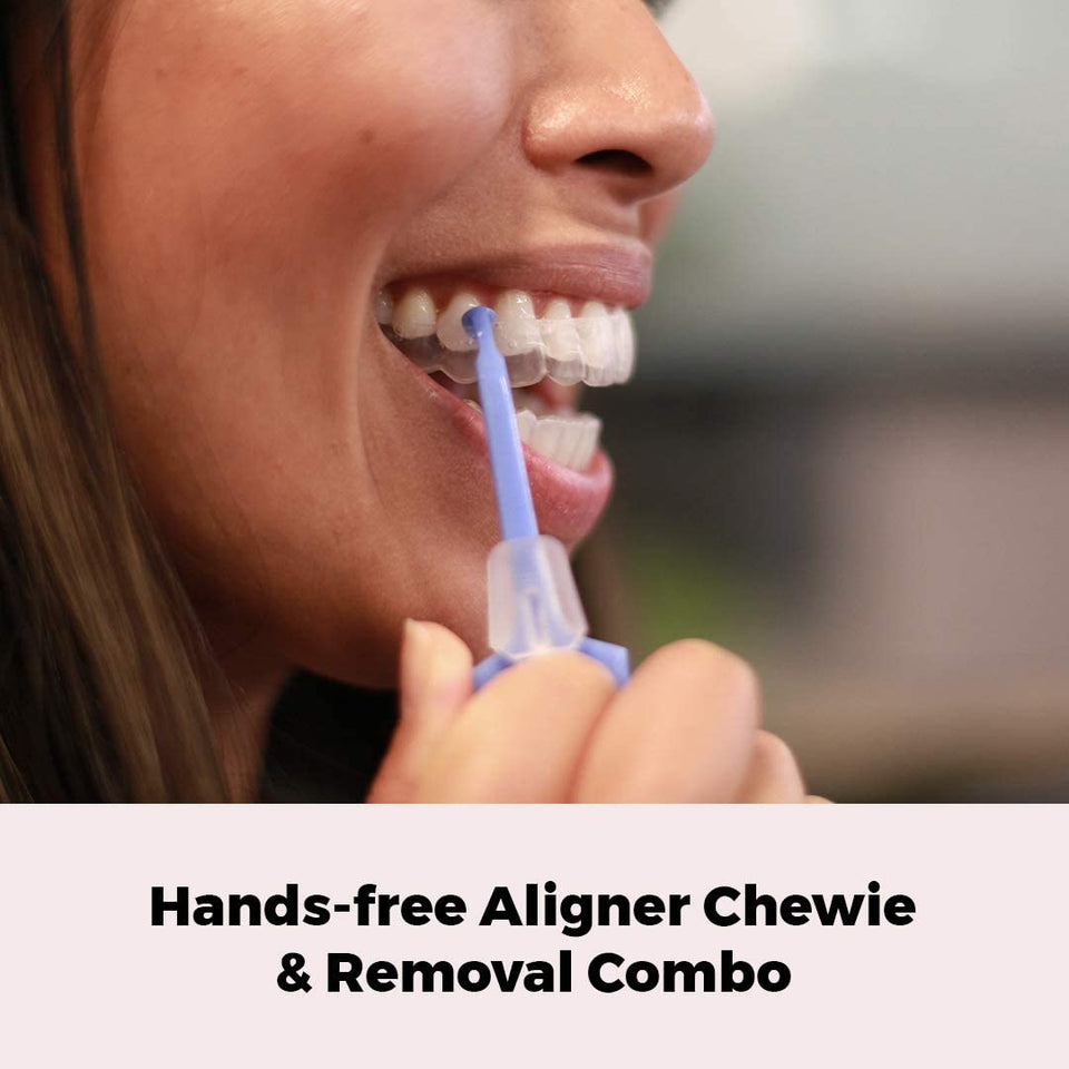 Clear Aligner Chewies and Removal Tool Combo for Invisalign Removable Braces and Trays by PUL