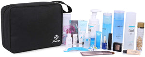 Hanging Travel Toiletry Bag Cosmetic Make up Organizer for Women and Girls Waterproof (V-Black)