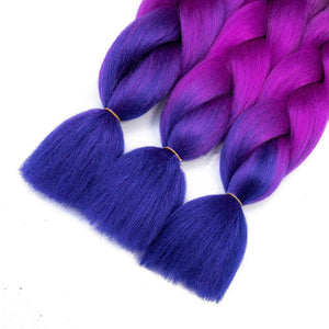 Ombre Kanekalon Braiding Hair 3 Pack Ombre Jumbo Braiding Hair Extensions 24 Inch Jumbo Braid Synthetic Hair for Braiding (3 pack, Black-Purple-Blue)