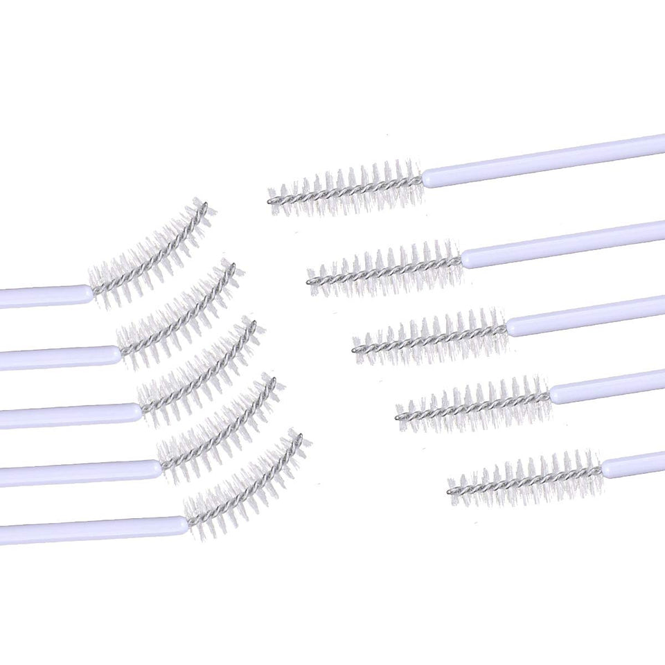 Elisel 100 PCS Disposable Eyelash Brushes Mascara Brushes Eye Lash Eyebrow Applicator Cosmetic Makeup Brush Tool Kits (White)