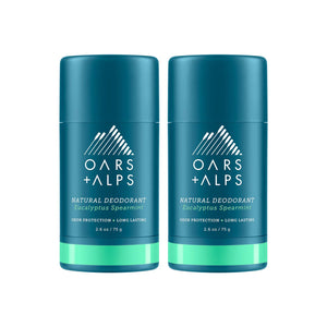 Oars + Alps Natural Deodorant for Men and Women, Aluminum Free and Alcohol Free, Vegan and Gluten Free, Eucalyptus Spearmint, 2 Pack, 5.2 Oz