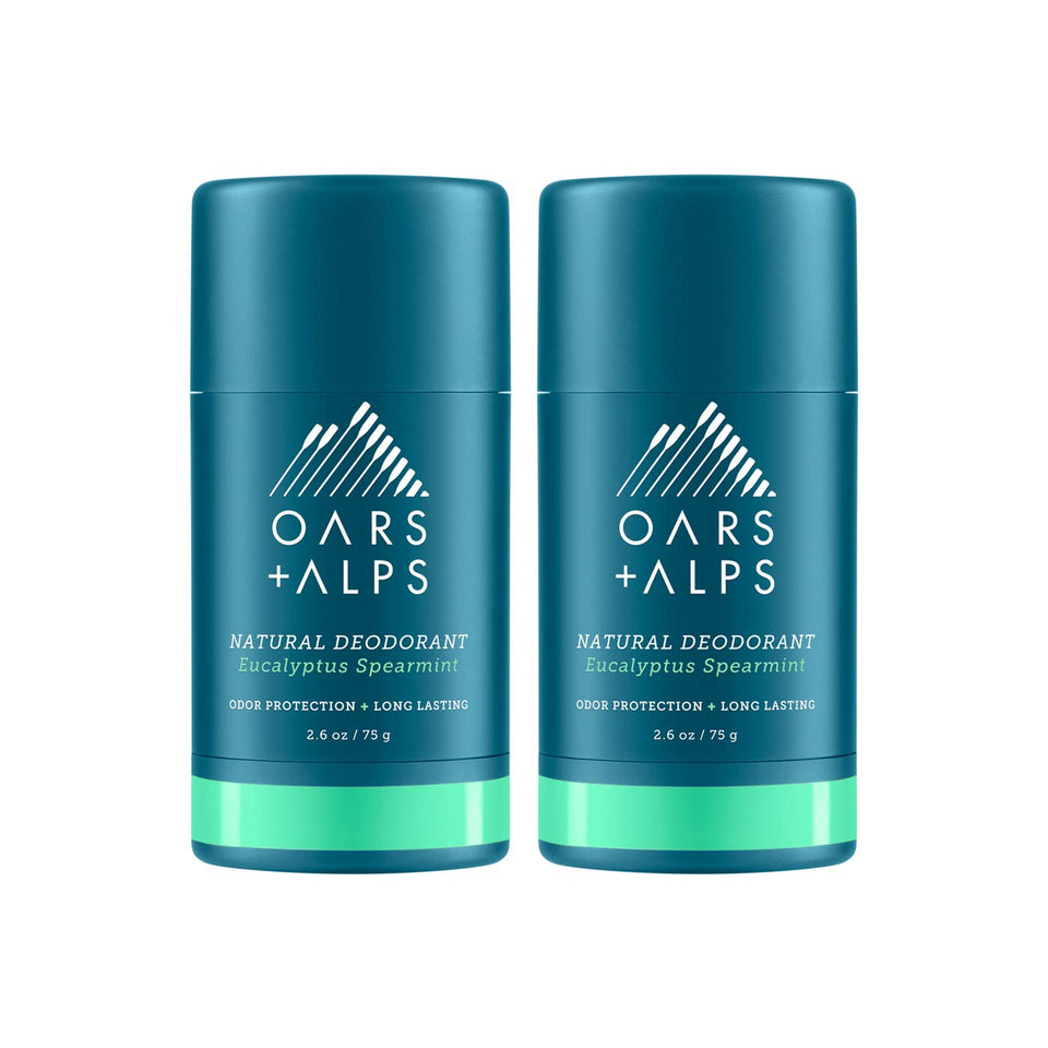 Oars + Alps Natural Deodorant for Men and Women, Aluminum Free and Alcohol Free, Vegan and Gluten Free, Eucalyptus Spearmint, 2 Pack, 5.2 Oz