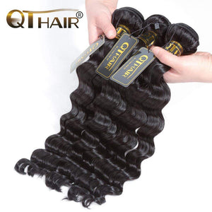 QTHAIR 12A Grade Brazilian Loose Deep Wave Human Hair Bundles14 16 18inch Natural Black Color Brazilian Virgin Human Hair Extensions