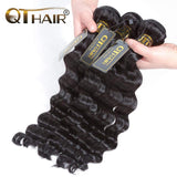 QTHAIR 10A Grade Brazilian Loose Deep Wave Human Hair Bundles20 22 24inch Natural Black Color Brazilian Virgin Human Hair Extensions