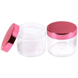 Beauticom 2 oz./ 60 Grams/ 60 ML Thick Wall Round Clear Plastic LEAK-PROOF Jars Container with ROSE GOLD Lids for Cosmetic, Lip Balm, Creams, Lotions, Liquids (3 Jars, Rose Gold)