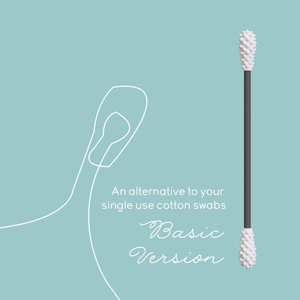LastSwab Reusable Cotton Swabs for Ear Cleaning by LastObject - Eco Friendly Q tips for Ears in Black - 1 Reusable Qtips is equivalent of 1000 common Cotton Swab - Zero Waste Products - Easy to Clean