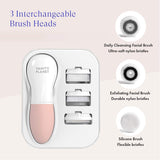 Vanity Planet Raedia Facial Cleansing Brush with 4 Interchangeable Brush Heads – Daily Cleansing |Glowing Skin |Lightweight Skin Brush |Face Exfoliator |Water Resistant (Dusty Pink)