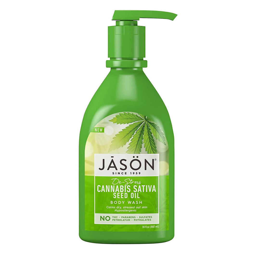 Jason Natural Body Wash & Shower Gel, De-Stress Cannabis Sativa Seed Oil, 30 Oz