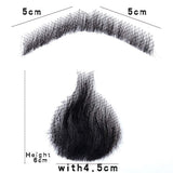 HiDoLa 100% Human Hair Fake Face Beard and Mustache for Adults Men Realistic Makeup Lace Invisible False Beards（HZ05-Black)
