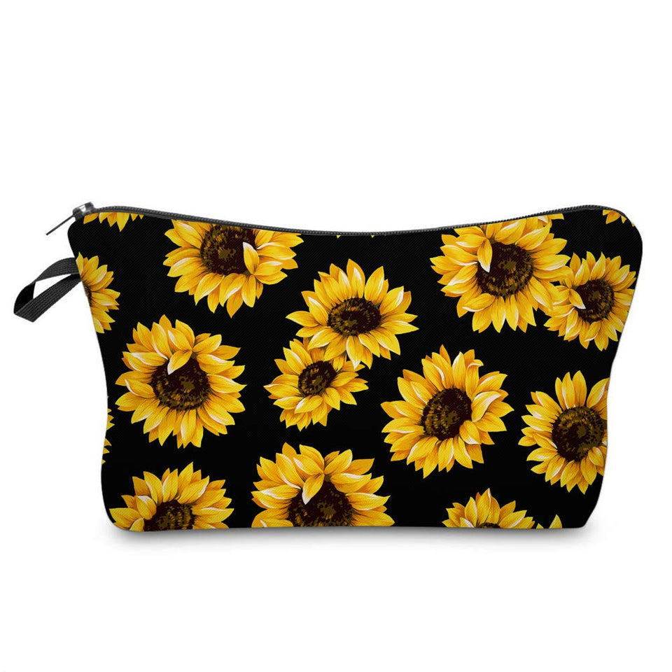 Cosmetic Bag MRSP Makeup bags for women,Small makeup pouch Travel bags for toiletries waterproof sunflower (51728)