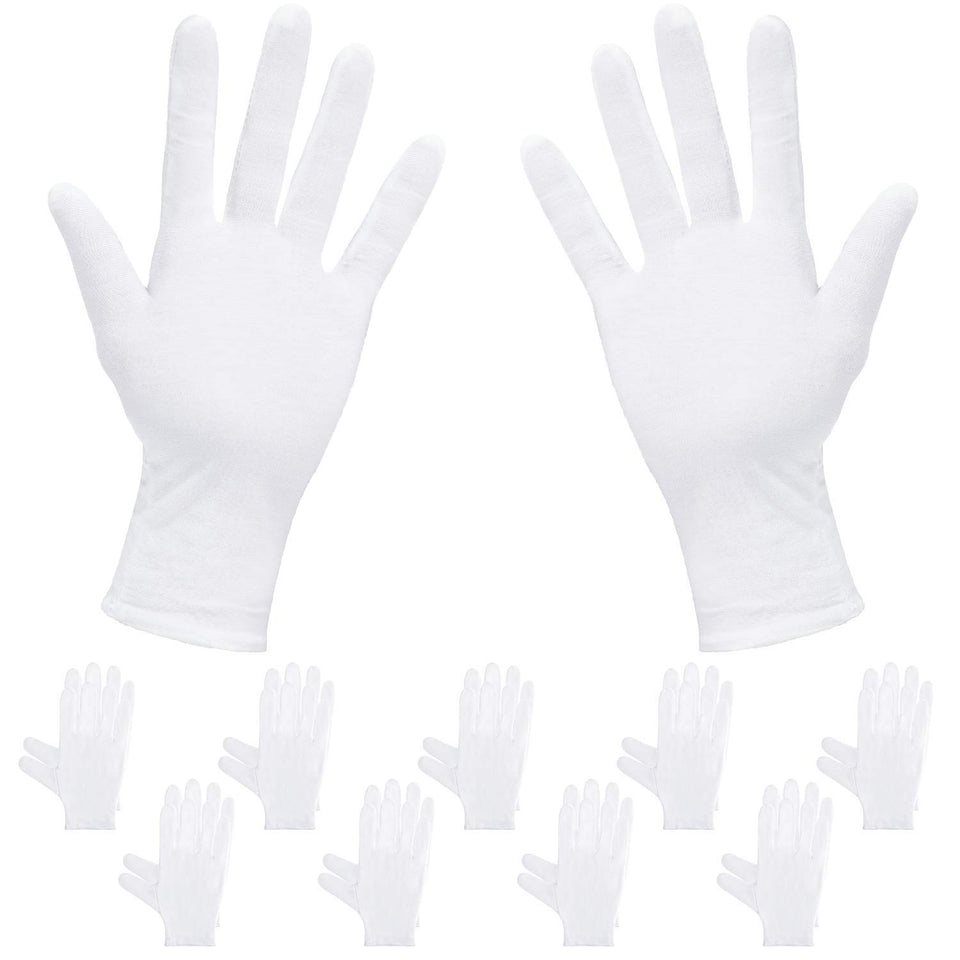 Rovtop White Gloves - 20Pcs/10Pairs White Gloves, Gloves Comfortable and Large for Silver Coin Jewelry Inspection, Cosmetic Moisturizing Eczema Hand Spa