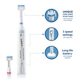 Triple Bristle Original Sonic Toothbrush | Rechargeable 31,000 VPM Tooth Brush | Patented 3 Head Design | Angled Bristles Clean Each Tooth | Dentist Approved | Triple Bristle Original + Oral Care Kit