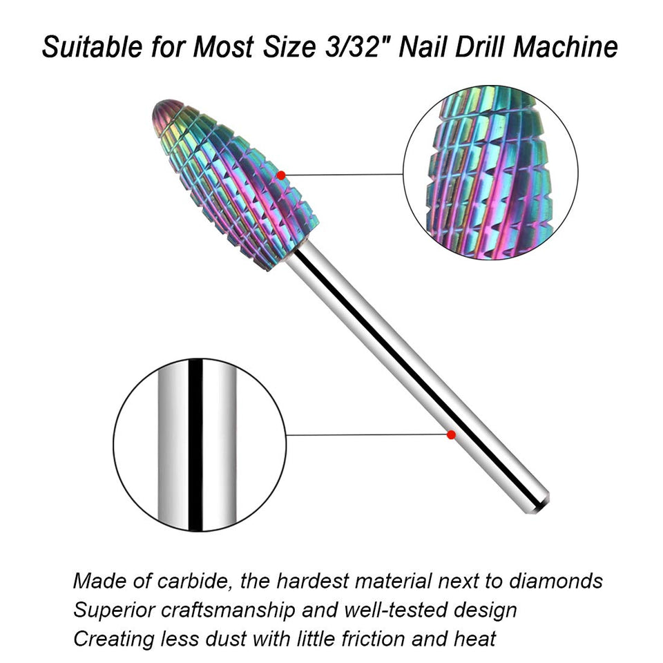 Makartt Nail Drill Bits Set, 10Pcs Tungsten Carbide Nail Drill Bits Remove Acrylic Poly Nail Gel Nail Polish B-36, 3/32 inch for Acrylic Gel Nails Cuticle Manicure Pedicure