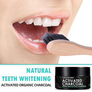 Activated Charcoal Natural Teeth Whitening Powder with Bamboo Brush by Lagunamoon- No Hurt on Enamel or Gum, Alternative to Toothpaste, Strips, Kits, Gels, Upgrade 2021 Formula, 50g/1.76oz