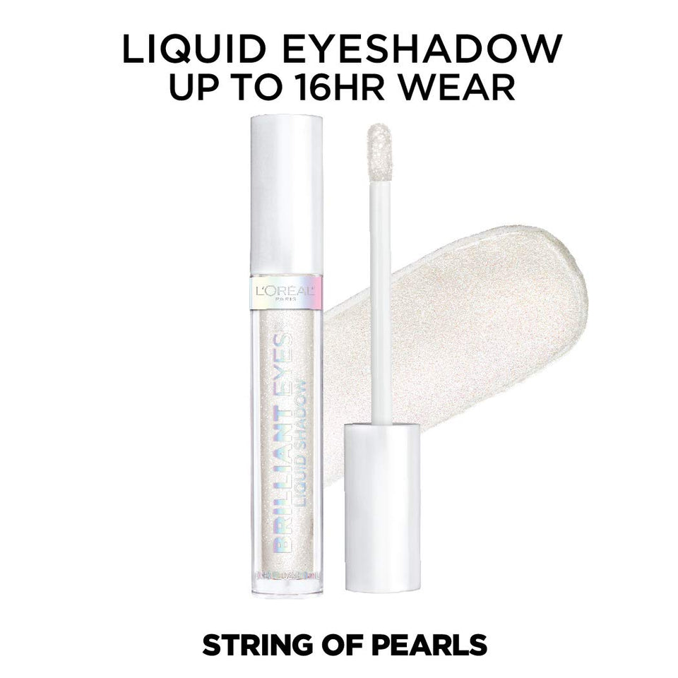 L'Oreal Paris Brilliant Eyes Shimmer Liquid Eye Shadow, Longwearing Lasting Shimmer, Crease Resistant, Flake-Proof, Precision Applicator, Quick Dry, Non-Greasy, String of Pearls, 0.1 Oz.