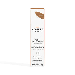 Honest Beauty Clean Corrective with Vitamin C Tinted Moisturizer Broad Spectrum SPF 30, Medium | VEGAN | 6-in-1 Multitasker | Chemical Sunscreen Free & Dermatologist Tested | 1oz, Packaging may vary