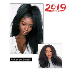 Nadula Brazilian Yaki Kinky Straight Wig 150% Density Free Part 13×4 Lace Front Remy hair wigs 8-24 Inch Natural Color Lace Front Human Hair Wigs (12inch)