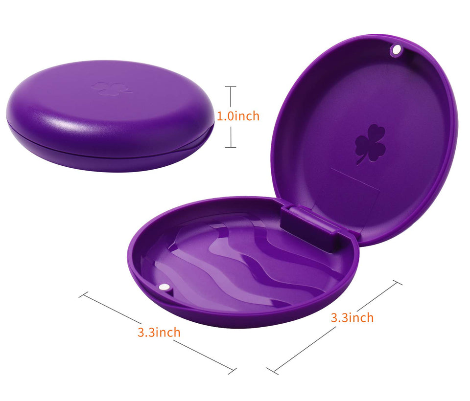 (2 Pack) Retainer Case,Solid Orthodontic Retainer Case-purple