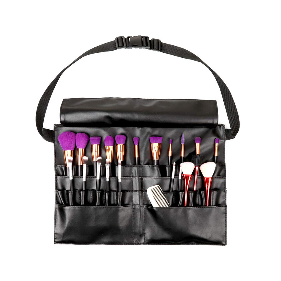 Hotrose Professional Cosmetic Makeup Brush Bag with Artist Belt Strap for Women ( Brush Not Included ) (Large)