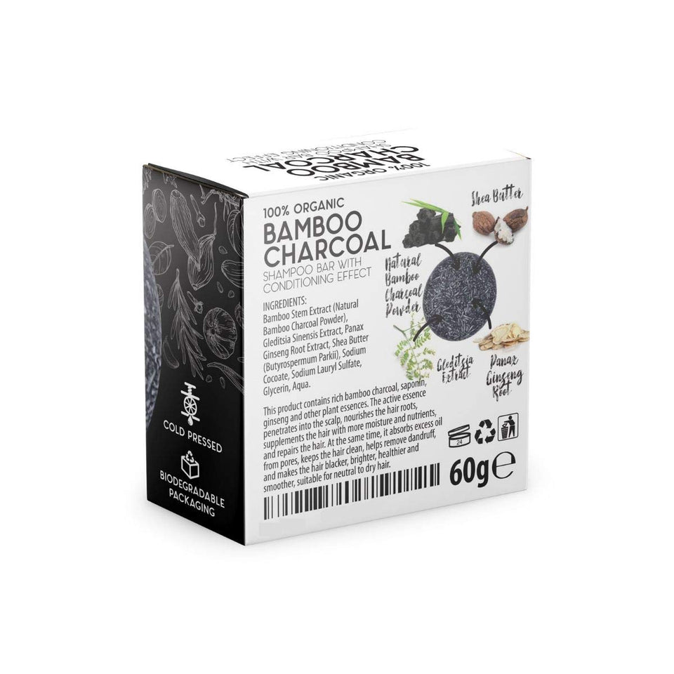 Solid Shampoo Bar And Conditioner Effect Hair Soap â 100% Organic Shampoo Bars For Hair With All Natural Plant Based Essential Oils And Zero Waste Biodegradable Packaging (Bamboo Charcoal)