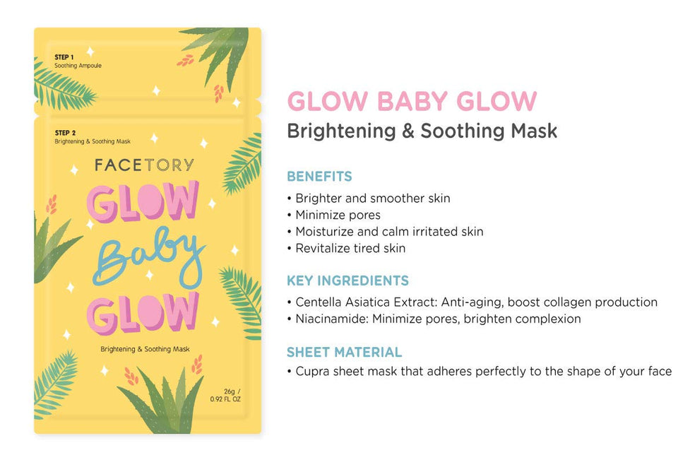 FaceTory 7 Sheet Mask Gift Set | Hydrate, Brighten, Moisturize for Glowing Skin