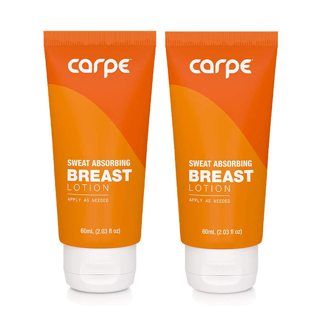 Carpe No-Sweat Breast (Pack of 2) - Helps Keep Your Breasts and Skin Folds Dry - Sweat Absorbing Lotion - Helps Control Under Breast Sweat - Great For Chafing and Stain Prevention