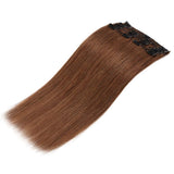 S-noilite Clip in Human Hair Extensions 100% Real Remy Thick True Double Weft Full Head 8 Pieces 18 Clips Straight Silky (24 Inch - 170g,Light Brown (#6))