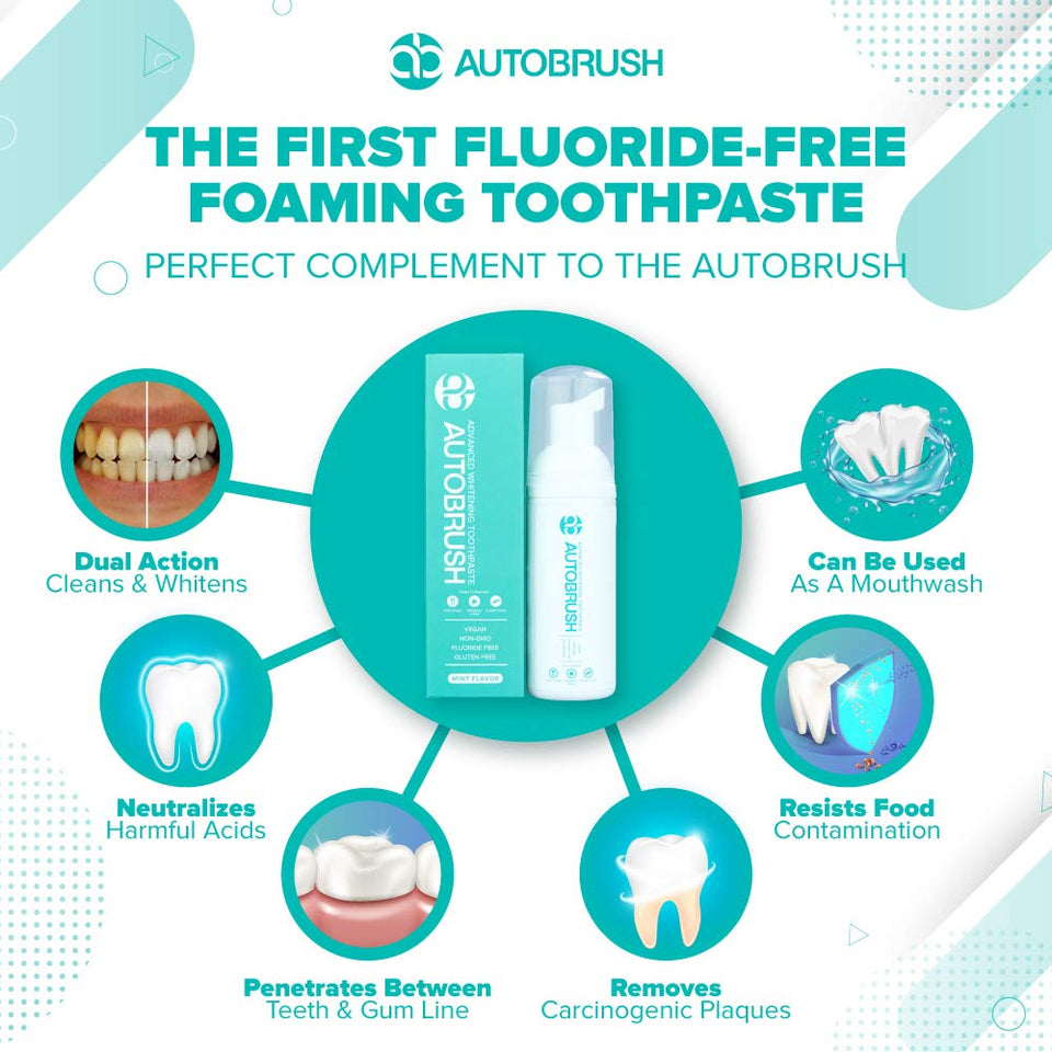 AutoBrush Original Mint Foaming Toothpaste - Travel Friendly, Anti-cavity (Three Pack)