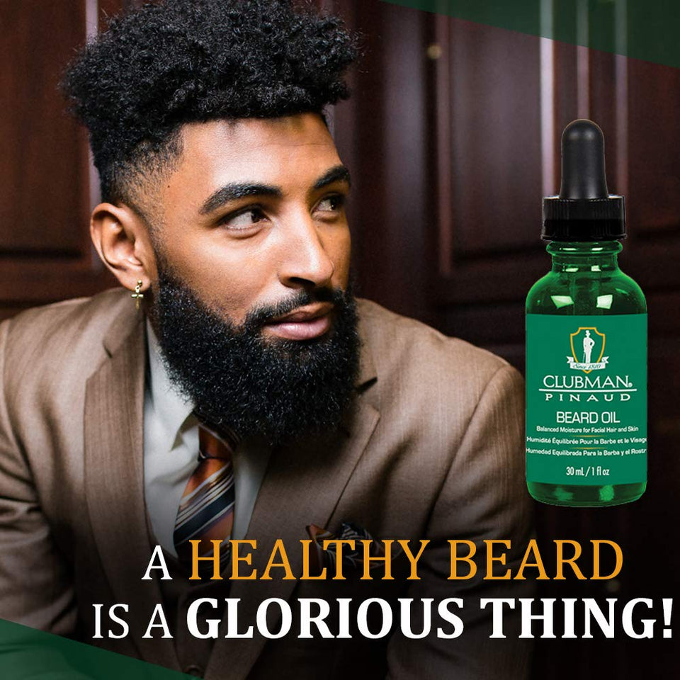 Clubman Pinaud Beard Oil, Balanced Moisture for Facial Hair and Skin, 1 oz x 2 pack