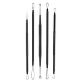 Blackhead remover,Acne treatment,Pimple Popper,Face Skin Care Kit,Professional Comedone Blemish, Zit, Whitehead Scar Extractor, 5 Piece Surgical Grade Stainless Steel Tools & Travel Case (black)