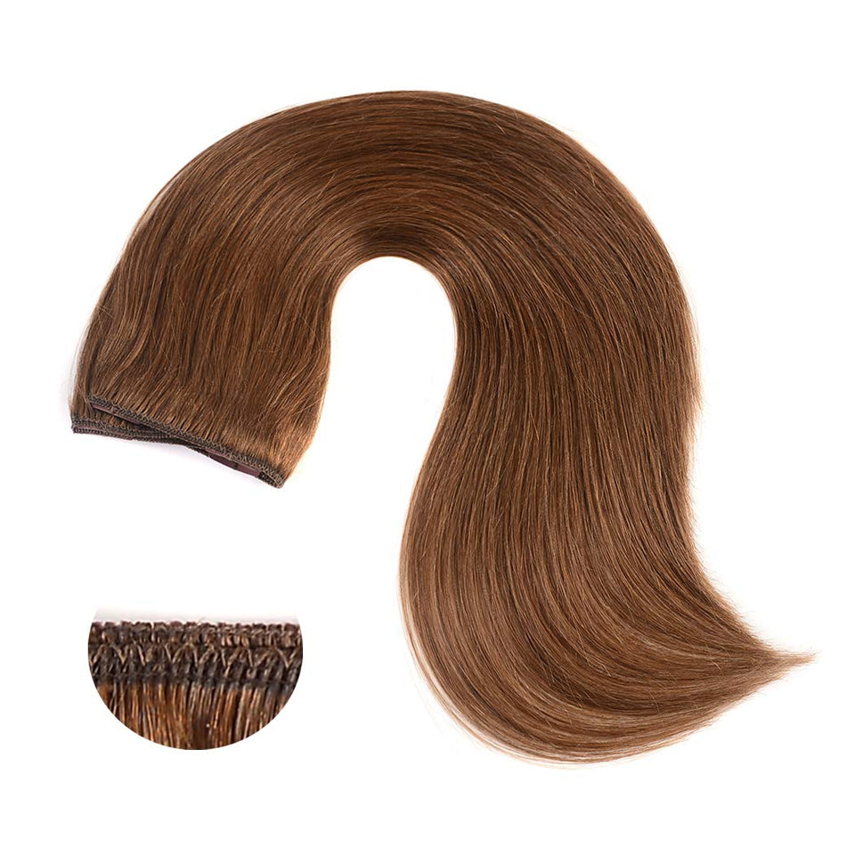 20" Clip in Hair Extensions Remy Human Hair for Women - Silky Straight 75grams Long Human Hair Clip on Extensions 75grams 4pieces Chestnut Brown #8 Color