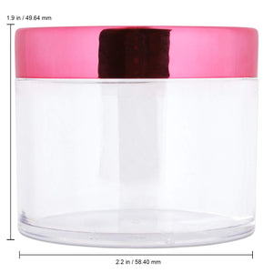 Beauticom 2 oz./ 60 Grams/ 60 ML Thick Wall Round Clear Plastic LEAK-PROOF Jars Container with ROSE GOLD Lids for Cosmetic, Lip Balm, Creams, Lotions, Liquids (12 Jars, Rose Gold)