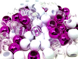 Tara Glitter Color 12 MM Plastic Beads For Braid Hair 150 Pieces In One Pack (PACK OF 2, WT-CL-REDVIOLET)