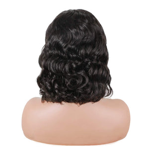 BLY Human Hair Wigs Lace Front 4x4 Closure Bob Wigs Body Wave Virgin Hair 10 Inch 150% Density Pre Plucked with Baby Hair Natural Color For Black Women