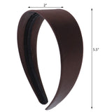 Brown 2 Inch Wide Satin Hard Headband with No Teeth Head band for Women and Girls (Motique Accessories)