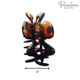 Parcelona French Classic Shaded Tortoise Shell Brown 3" Covered Spring Celluloid Made in France Jaw Claw Hair Clip Clutcher Clamp for Women and Girls