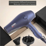 1875w Professional Tourmaline Hair Dryer, Negative Ionic Salon Hair Blow Dryer,DC Motor Light Weight Low Noise Hair Dryers with Diffuser & Concentrator（Blue-Black）