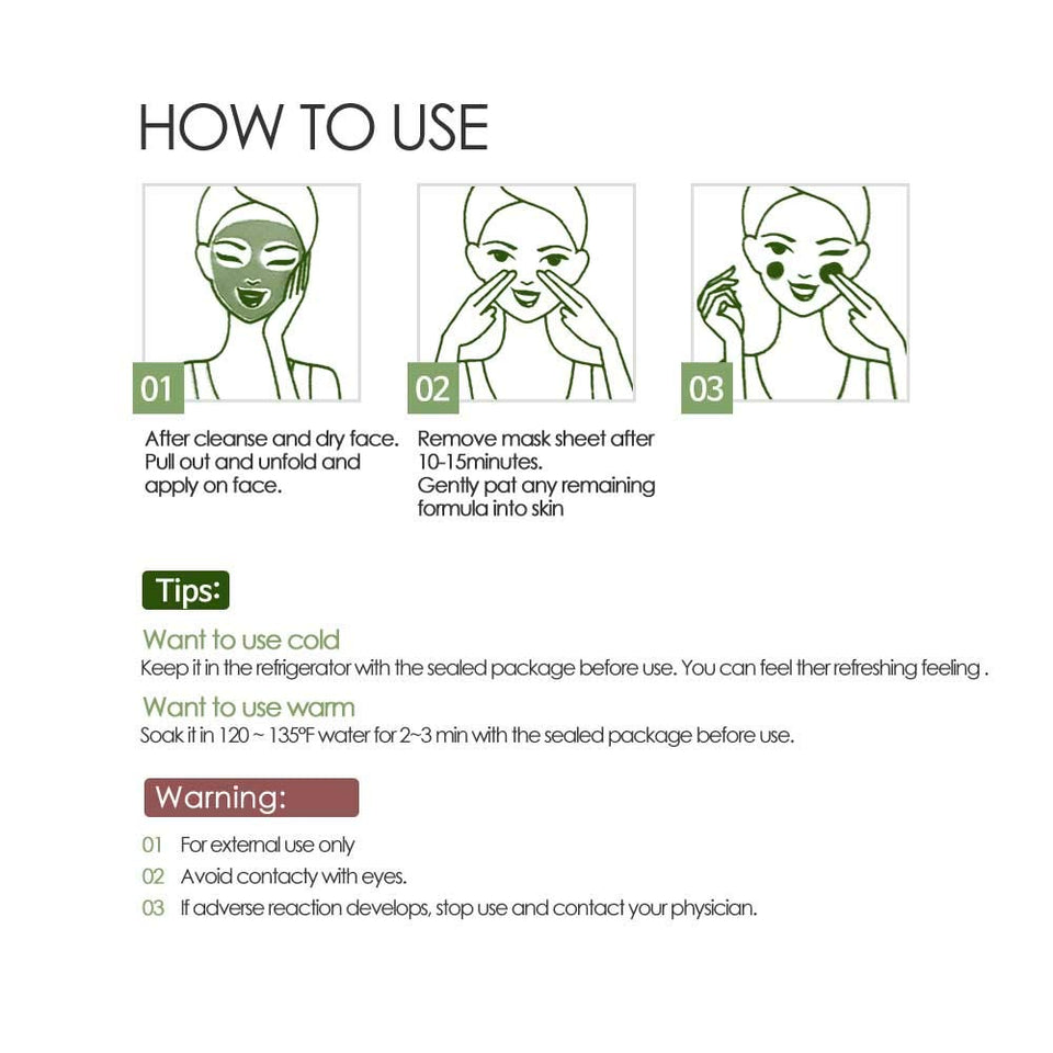 [Veraclara] Prime Facial Mask - Green Tea (16 Pack) Korean Skincare | Lighten, Moisturize, Firming Skin | Diminish Dark Spot & Circles
