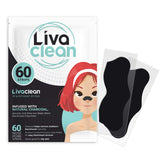 (60 Strips) Livaclean Charcoal Infused Blackhead Strips for Face, Nose, and Pores Blackheads Removal
